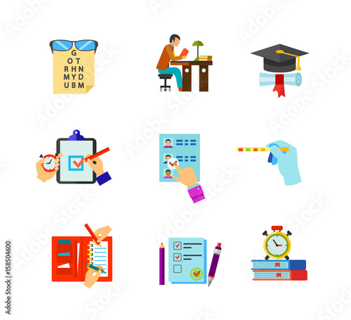 Graduation and exam icon set