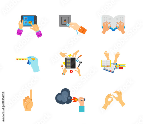 Hands icon set