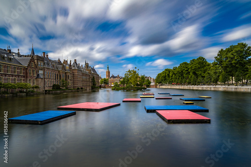 Floating pontoons in Het Binnenhof the Hauge. The oldest House of Parliament in the world still in use photo