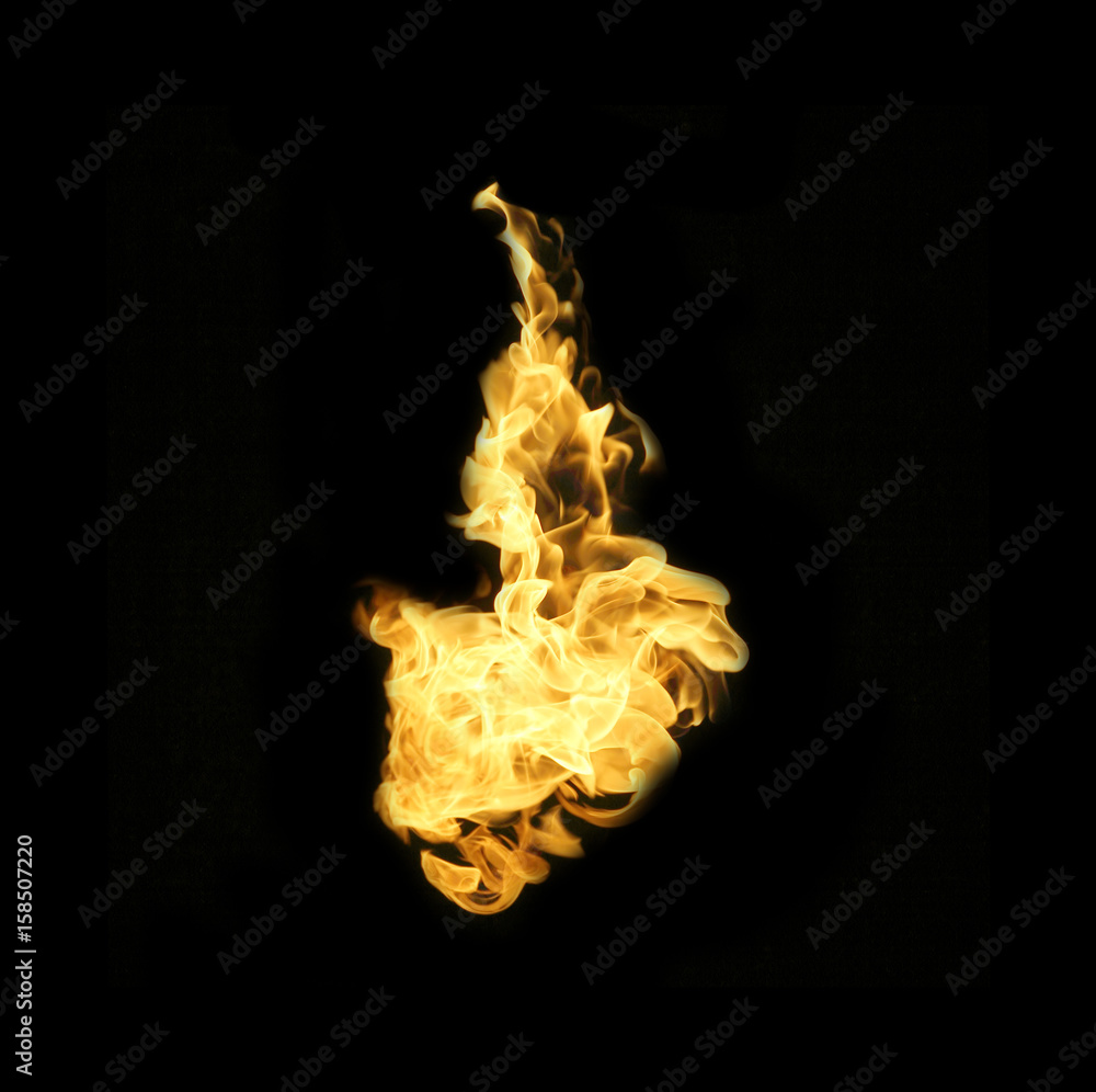 Fototapeta premium Fire flames collection isolated on black background