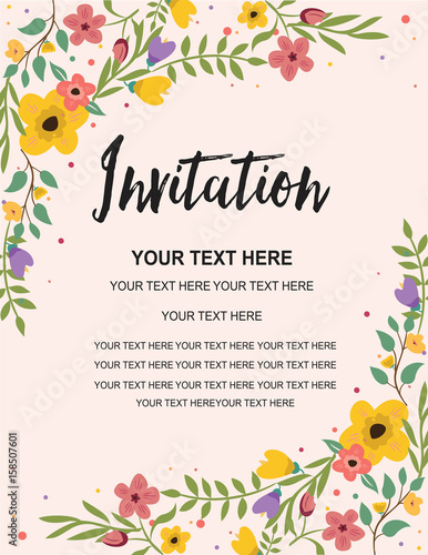 Anniversary Party Invitation Card Template. Colorful Floral Illustration Vector Design