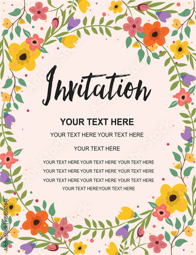 Wedding Invitation, Greeting Card. Colorful Vector Background Template Illustration Design