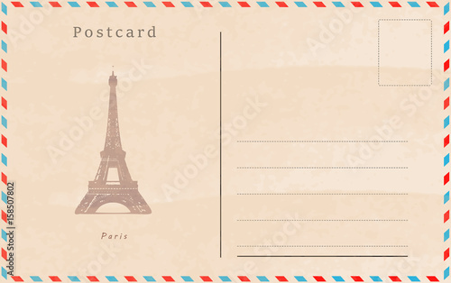 Vintage postcard. Vector design. Capitals of the world. Paris