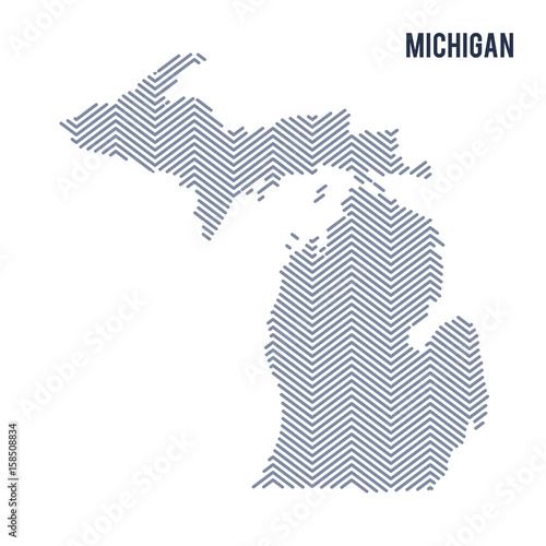 Vector abstract hatched map of State of Michigan isolated on a white background.