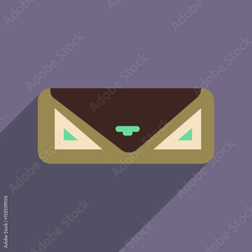 Flat icon with long shadow clutch bag