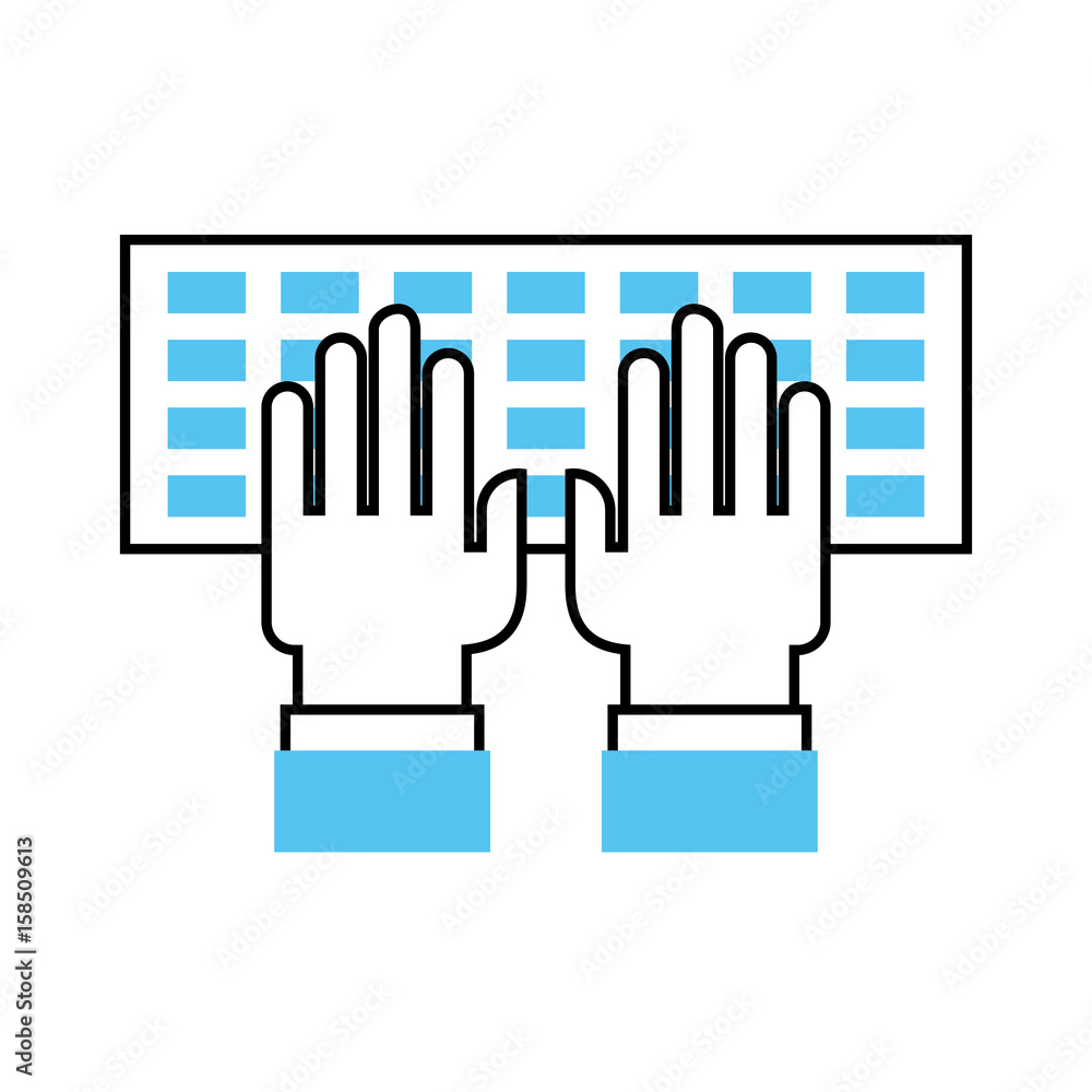 Obraz premium computer keyboard with hands user vector illustration design