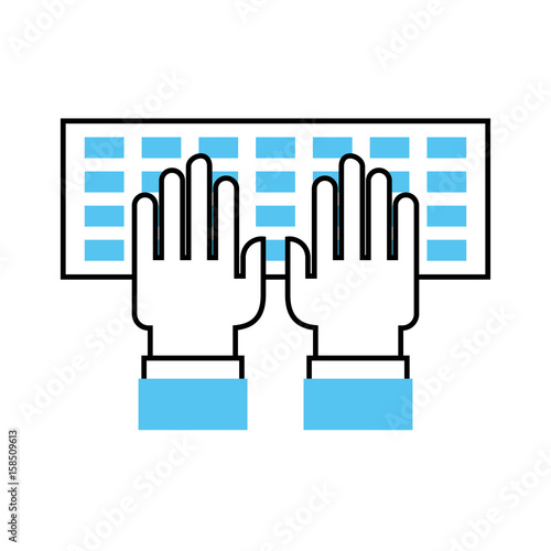 computer keyboard with hands user vector illustration design
