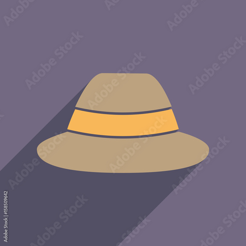 Flat icon with long shadow hat hipster