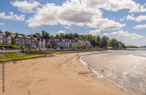 Attractive houses and sands revealed at low tide at Arnside, Lancashire, UK photo