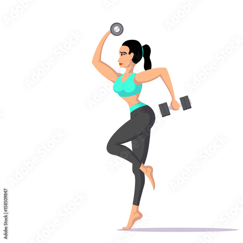 fit woman with dumbbells