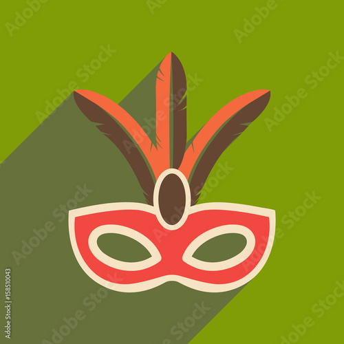Flat web icon with long shadow Carnival mask