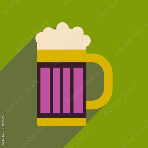 Flat web icon with long shadow glass of beer