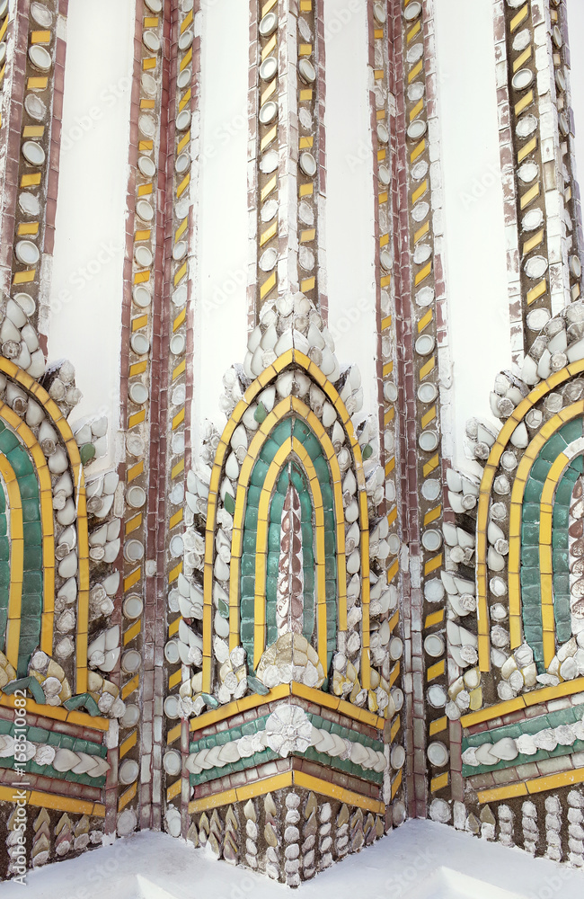 Glazed tile Pattern on wall in Temple Glazed tile Pattern on wall in Temple