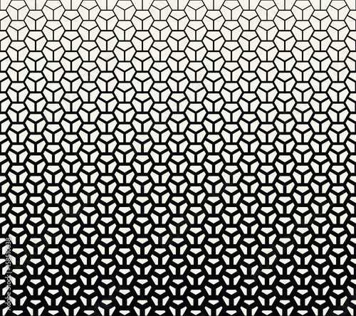 geometric halftone gradient pentagon seamless vector pattern