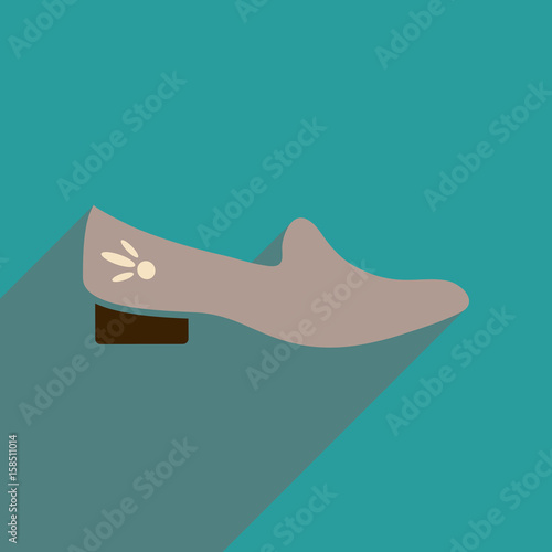 Flat icon with long shadow heeled shoes