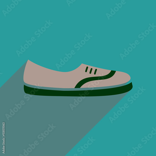 Flat icon with long shadow moccasin shoes