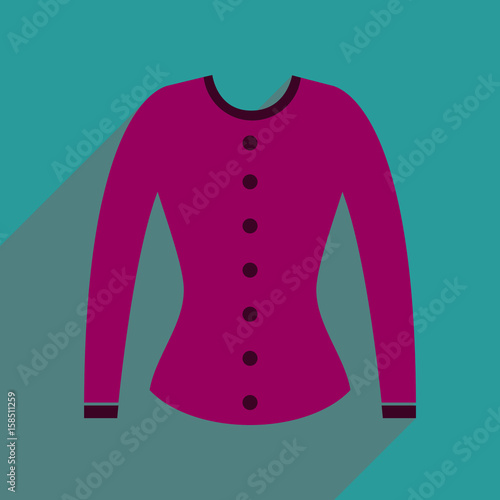 Flat icon with long shadow women cardigan