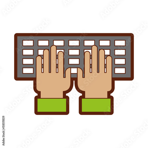computer keyboard with hands user vector illustration design