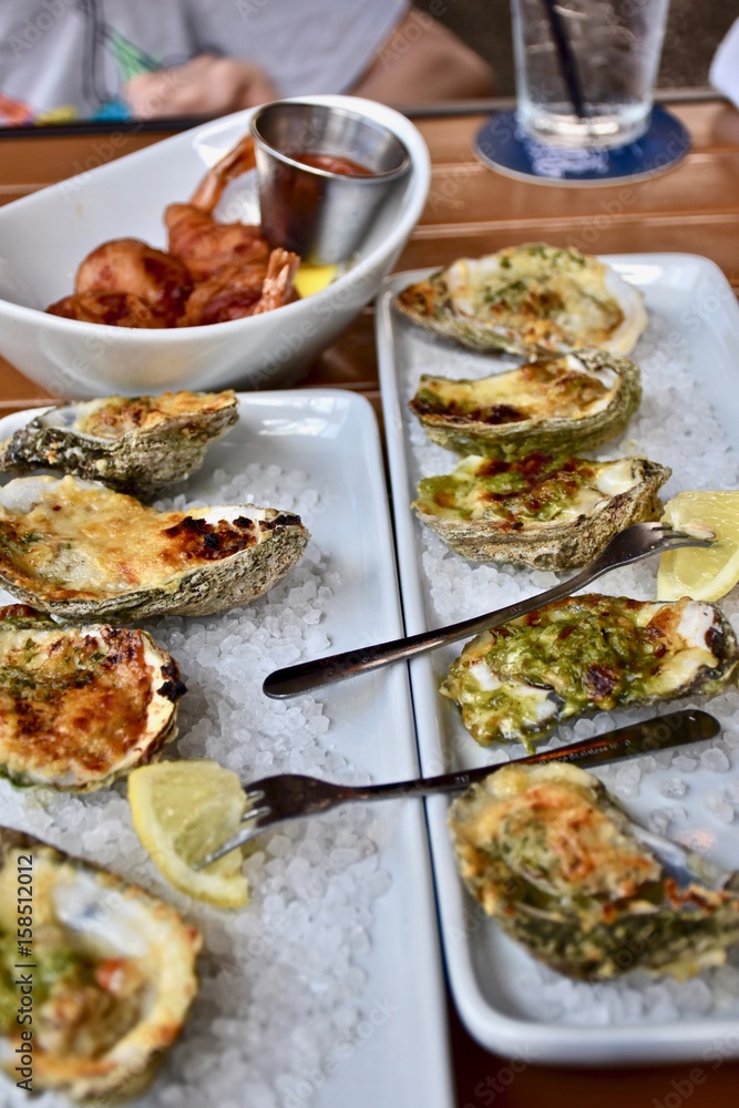 Oysters Rockefeller on a half shell