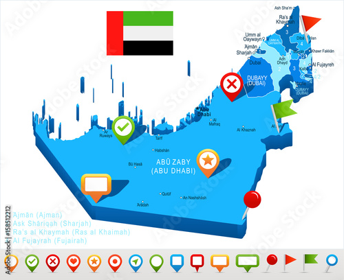 United Arab Emirates - map and flag – illustration
