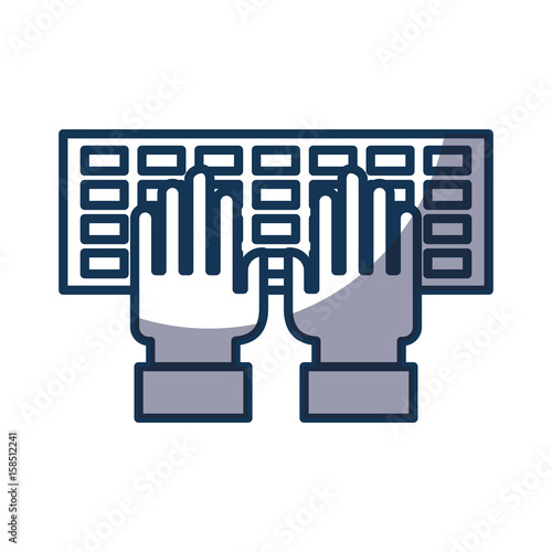 computer keyboard with hands user vector illustration design