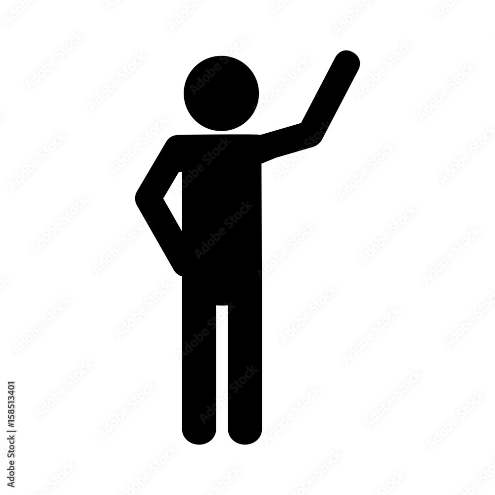 pictogram man with hand up icon over white background vector illustration pictogram man with hand up icon over white background vector illustration