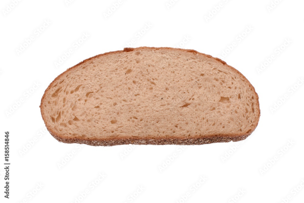 A piece of gray bread isolated on white background A piece of gray bread isolated on white background