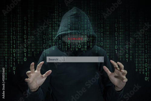 Canvas Print Hacker using adware to hijack computer laptop control search engine to spy and steal information