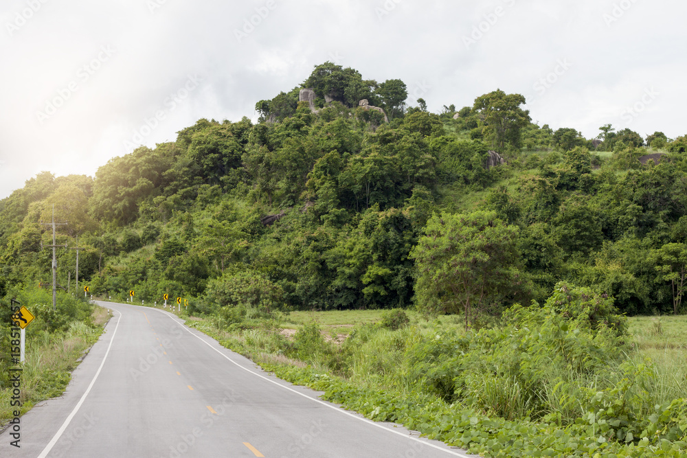 Road to mountain for trip to travel.