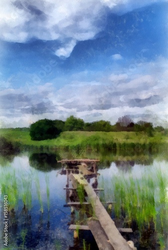 Oil landscape painting, digital art © yaroslavartist