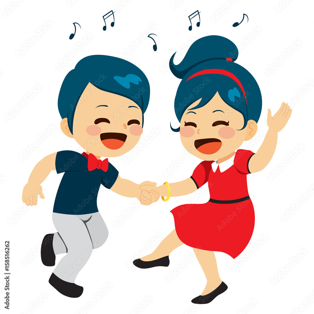 Young cute couple dancing together enjoying music Young cute couple dancing together enjoying music