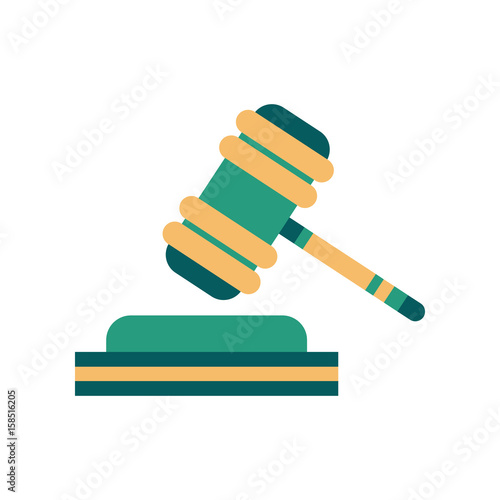 Flat web icon on white background judge hammer