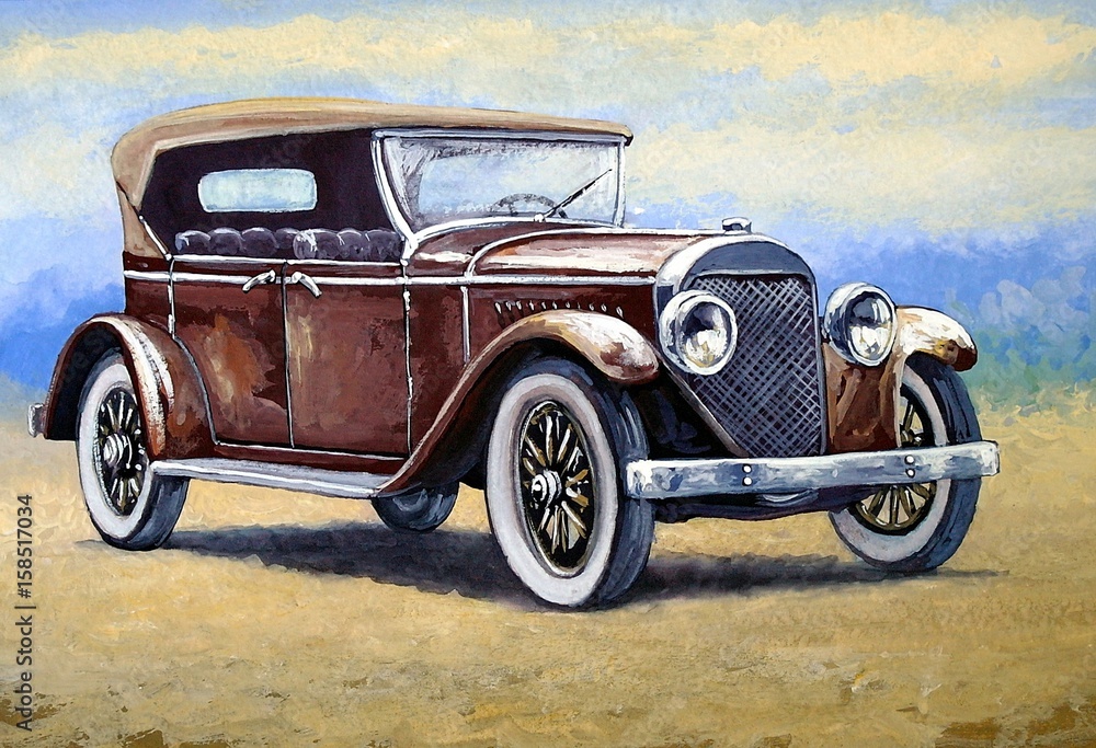 Auto, retro car paintings