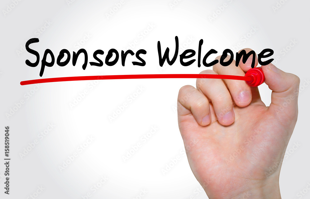 Hand writing inscription Sponsors Welcome with marker, concept Hand writing inscription Sponsors Welcome with marker, concept