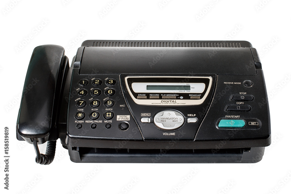 Black fax isolated on white background Black fax isolated on white background