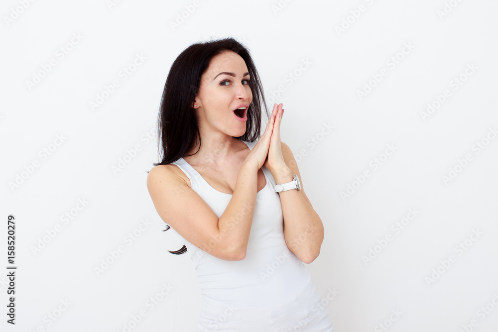 Surprised happy beautiful woman in excitement. Surprised happy beautiful woman in excitement.