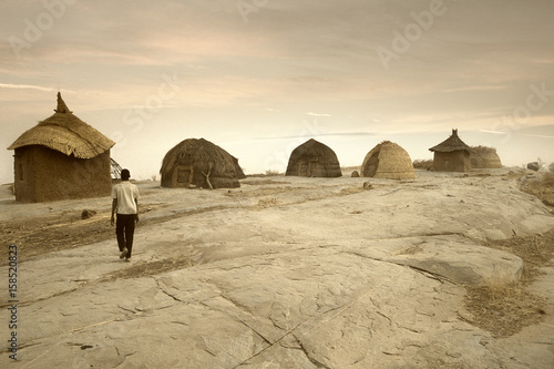 Mali, West Africa - Peul village and typical mud buildings