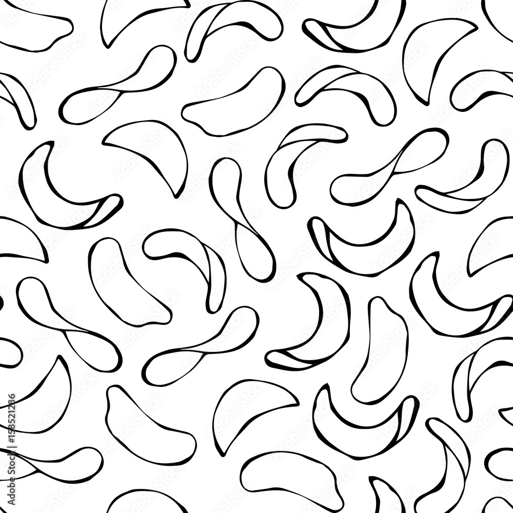 Seamless with Potato Chips. Isolated On a White Background Doodle