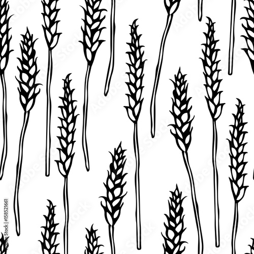 Seamless with Malt. Beer Pattern. Isolated On a White Background Realistic Doodle Cartoon Style Hand Drawn Sketch Vector Illustration.