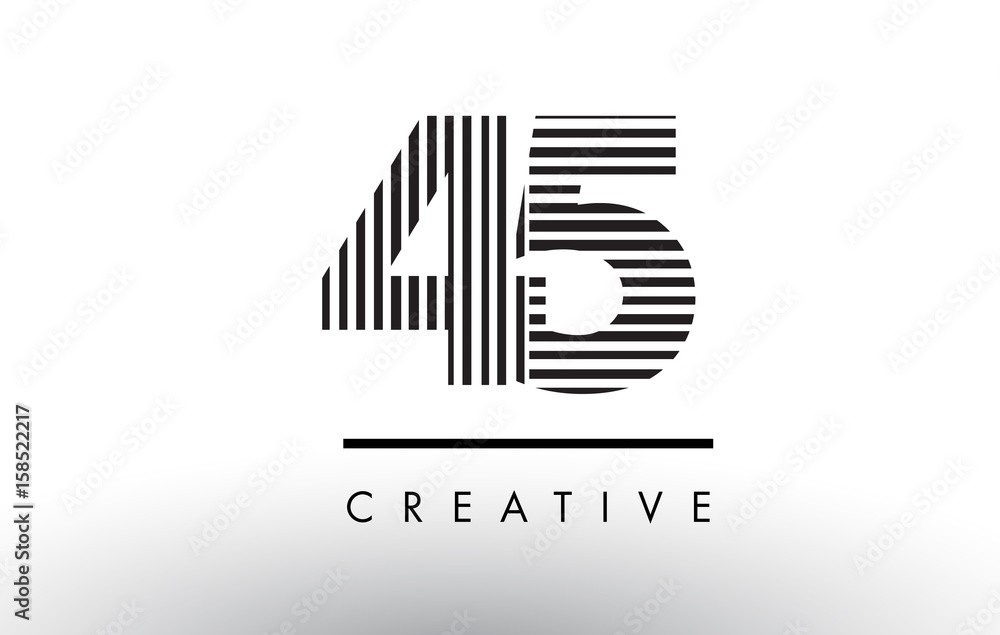 45 Black and White Lines Number Logo Design. 45 Black and White Lines Number Logo Design.