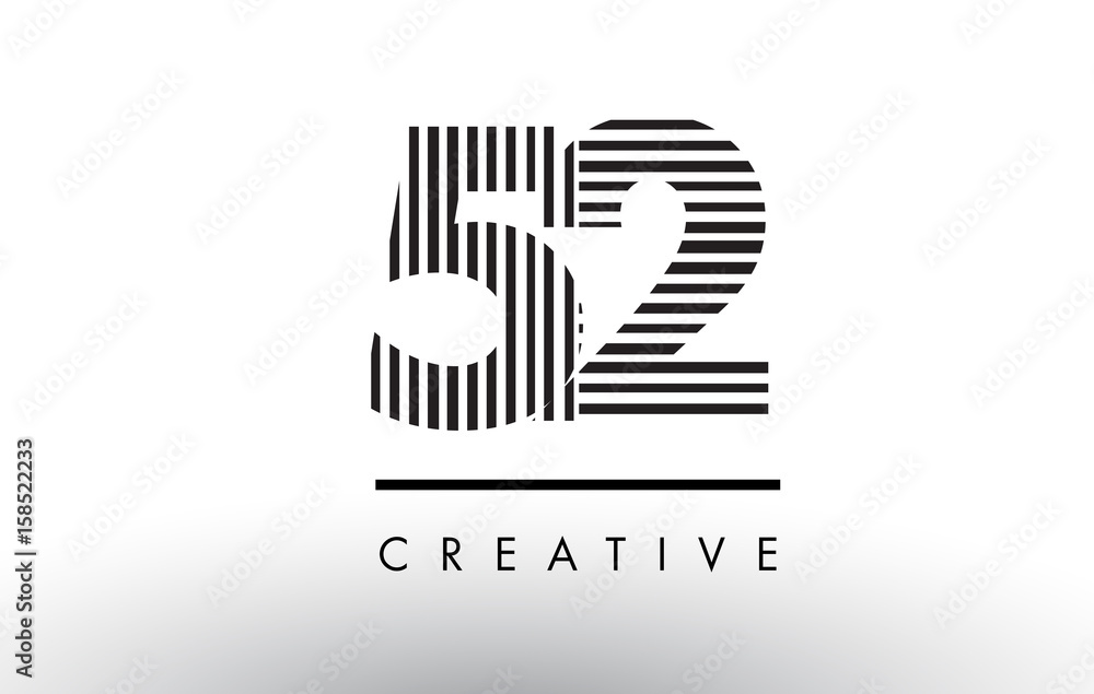 52 Black and White Lines Number Logo Design. 52 Black and White Lines Number Logo Design.