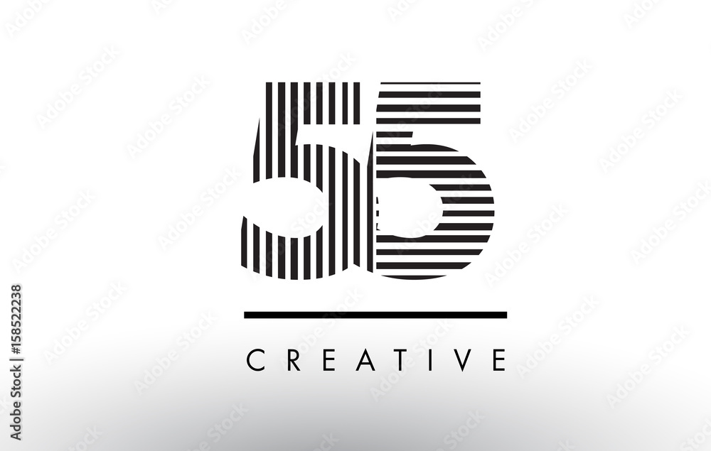 55 Black and White Lines Number Logo Design. 55 Black and White Lines Number Logo Design.