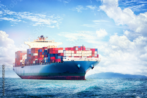Logistics and transportation of International Container Cargo ship in the ocean, Nautical Vessel