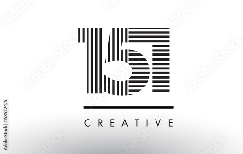 151 Black and White Lines Number Logo Design.