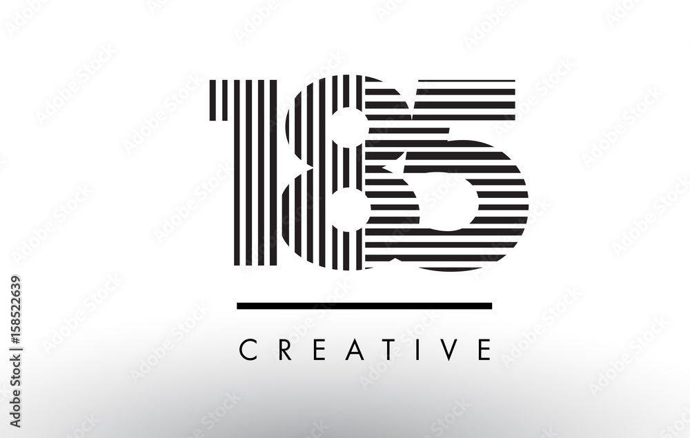 185 Black and White Lines Number Logo Design. 185 Black and White Lines Number Logo Design.
