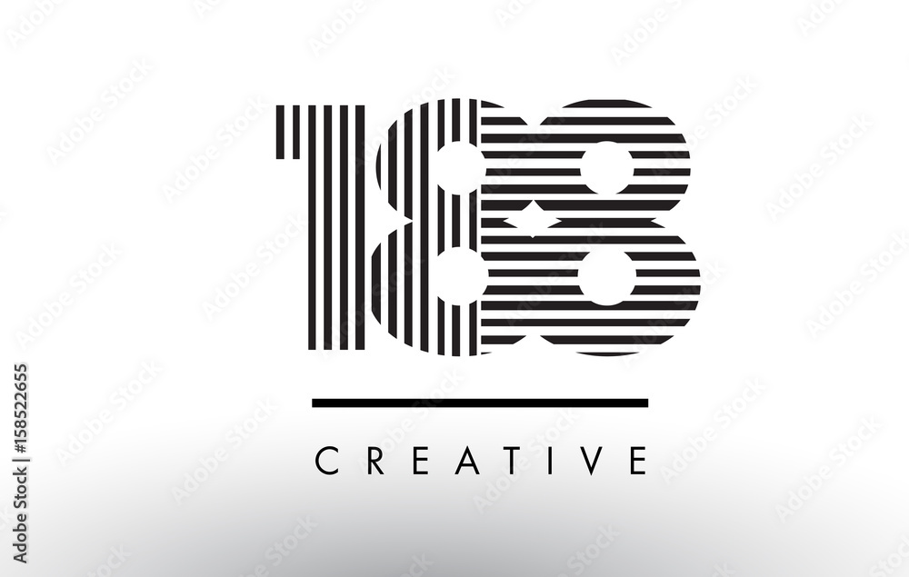 Obraz premium 188 Black and White Lines Number Logo Design.