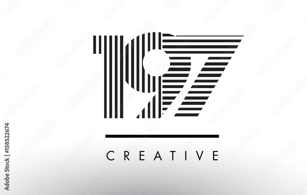 197 Black and White Lines Number Logo Design. 197 Black and White Lines Number Logo Design.