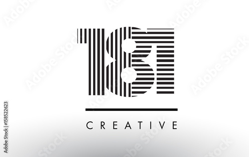 181 Black and White Lines Number Logo Design.