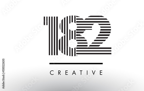182 Black and White Lines Number Logo Design.