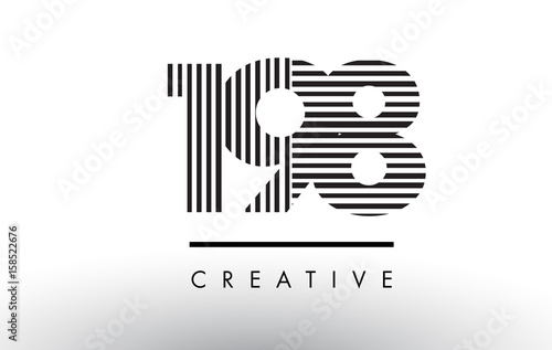 198 Black and White Lines Number Logo Design.